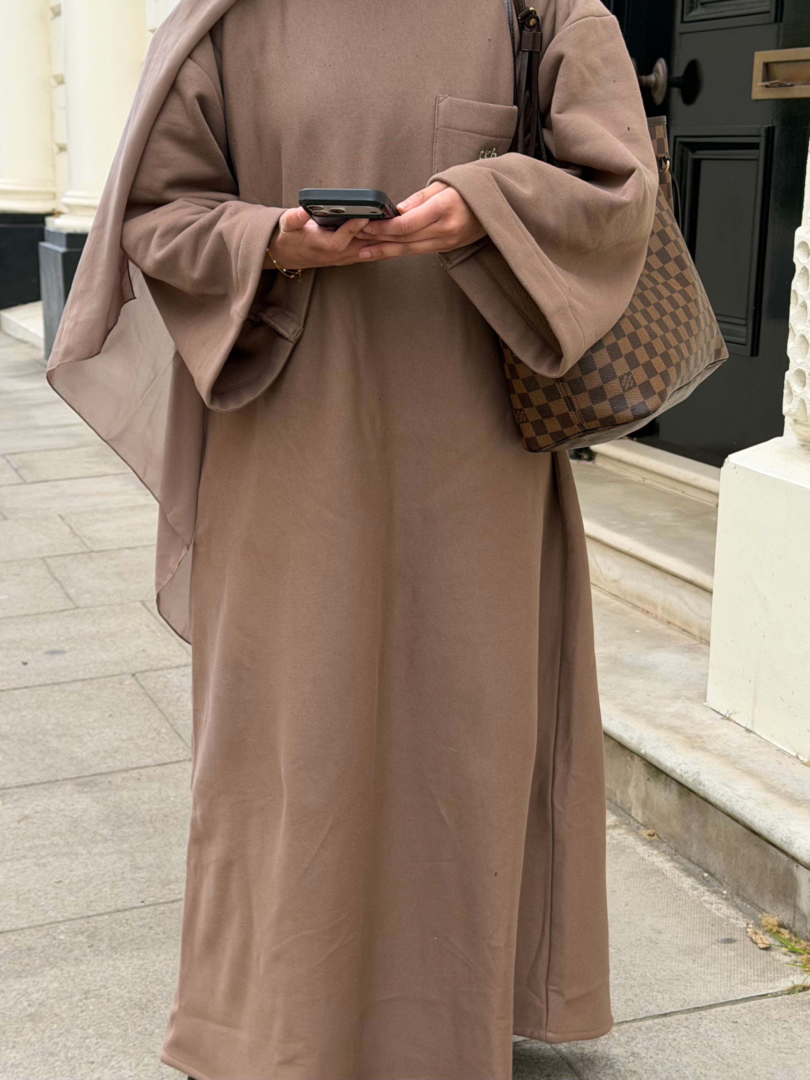 Taupe crew neck dress